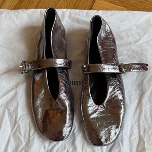 Massimo Dutti Metallic Mary Jane Ballet Flats